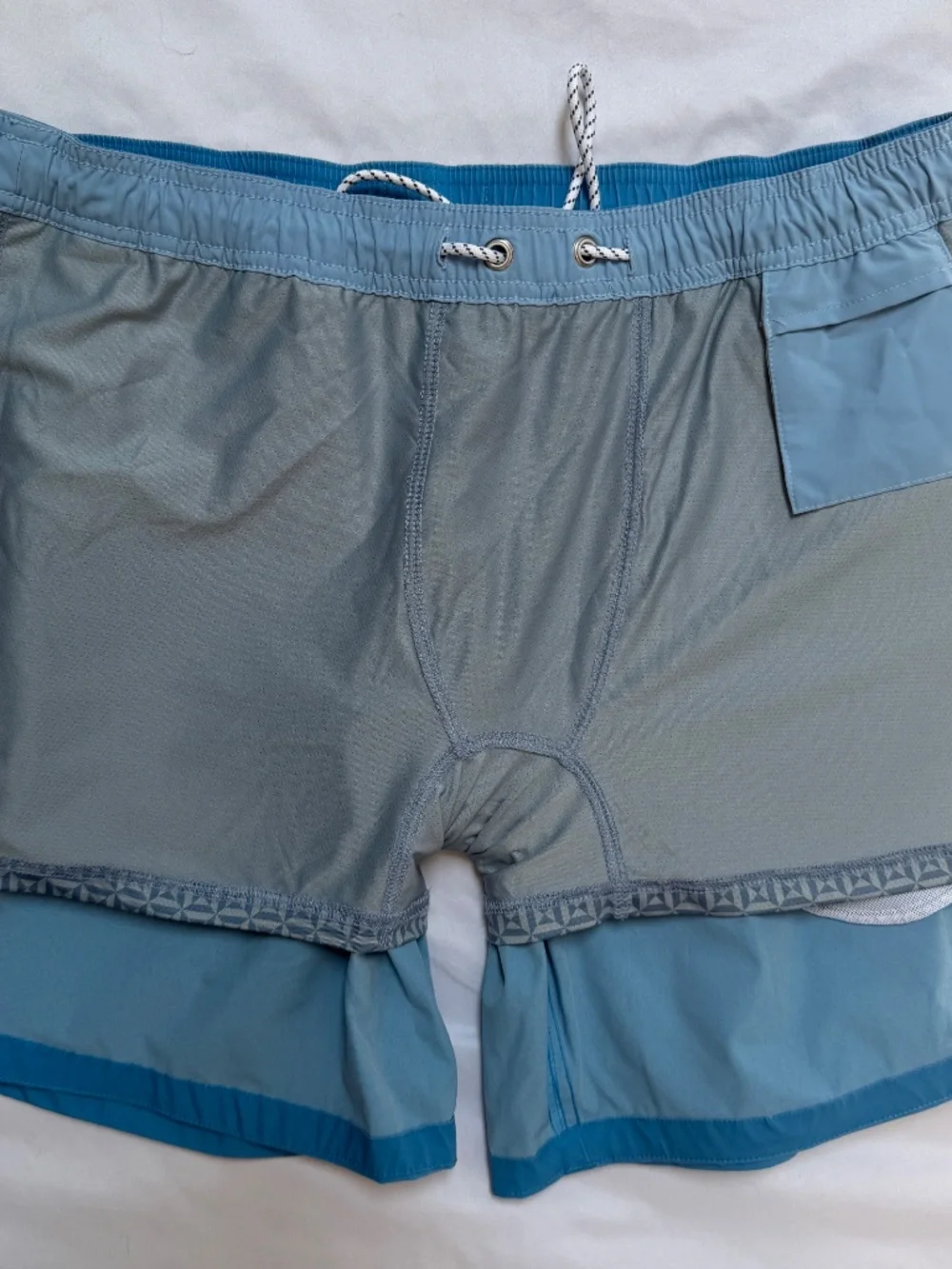 Bonobos Riviera Recycled Swim Trunks Mens L 7in Sun Faded Sea Blue NWOT
